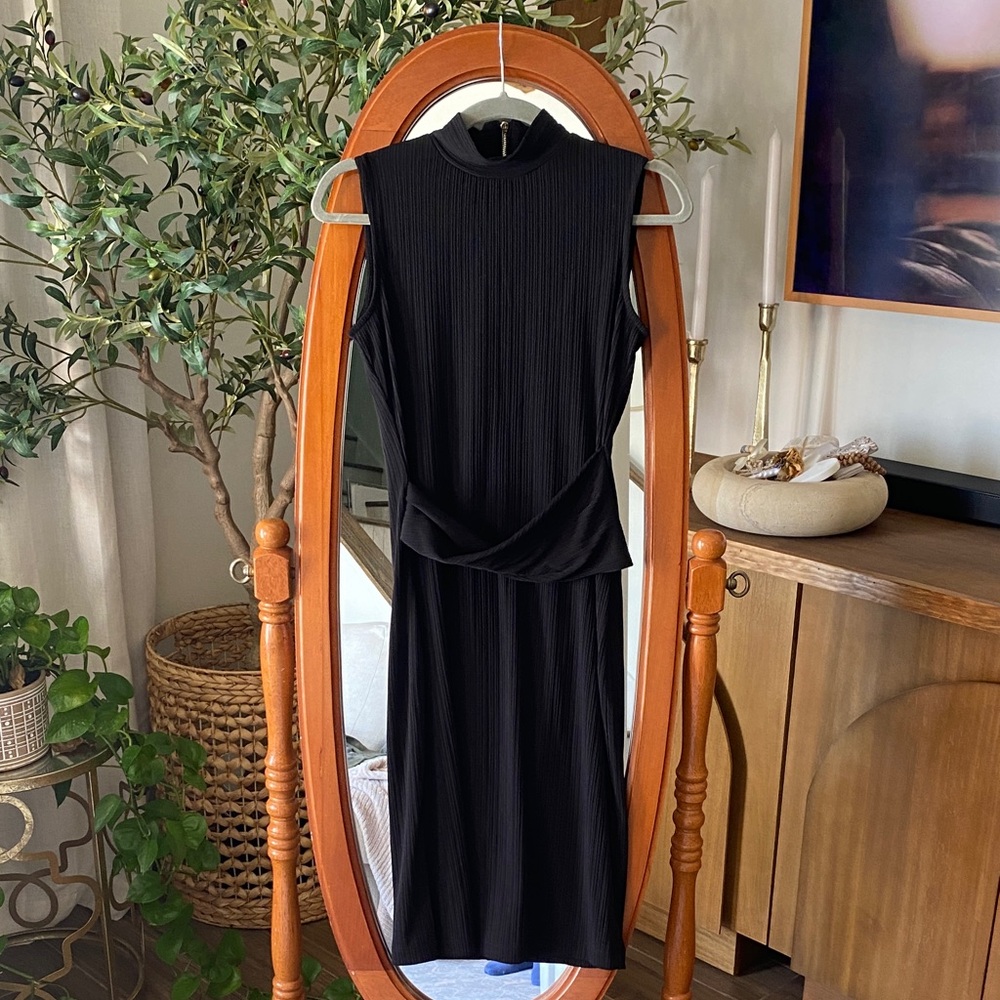 Tommy Hilfiger Sleeveless Ribbed Mock Deck Midi Dress